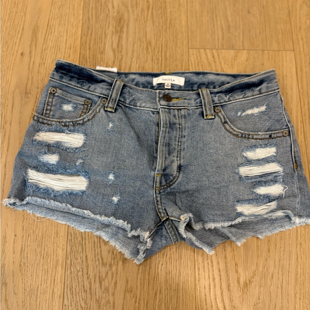 Talula Blue Distressed Jean Shorts